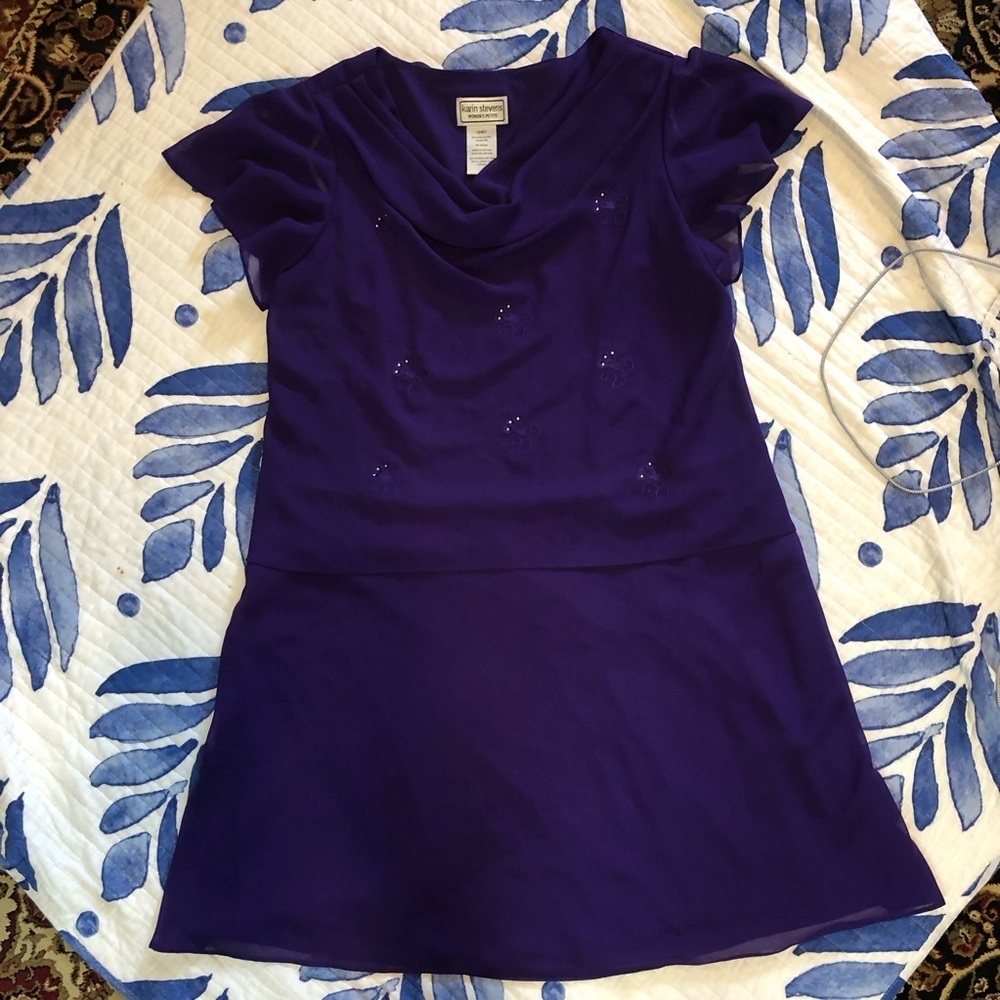Purple waterfall Neck Dress
